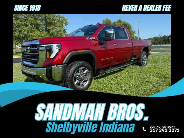 2025 GMC Sierra 2500 HD SLT in Volcanic Red Tintcoat — front three-quarter view