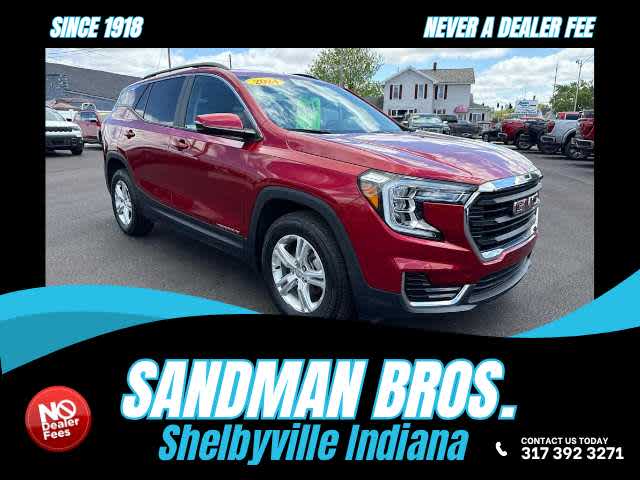 2024 GMC Terrain SLE in Volcanic Red Tintcoat — front three-quarter view