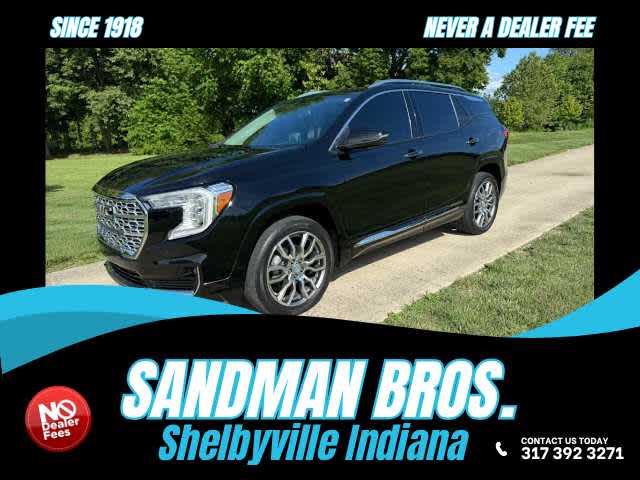 2022 GMC Terrain Denali in Ebony Twilight Metallic — front three-quarter view